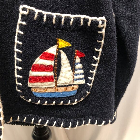 Marisa Christina Nautical Cardigan Womens Size XL Vintage Sweater Embroidered - Picture 6 of 9